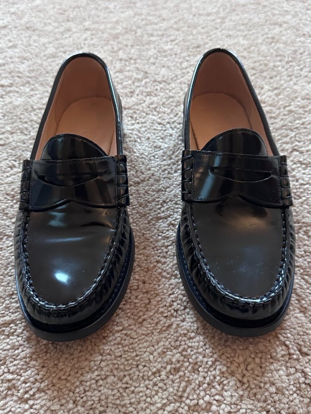 J.Crew Spazzolato Classic Penny Loafers Black Leather Women’s 8.5